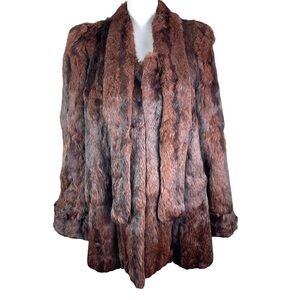 Real fur brown winter Coat Jacket large rabbit women’s